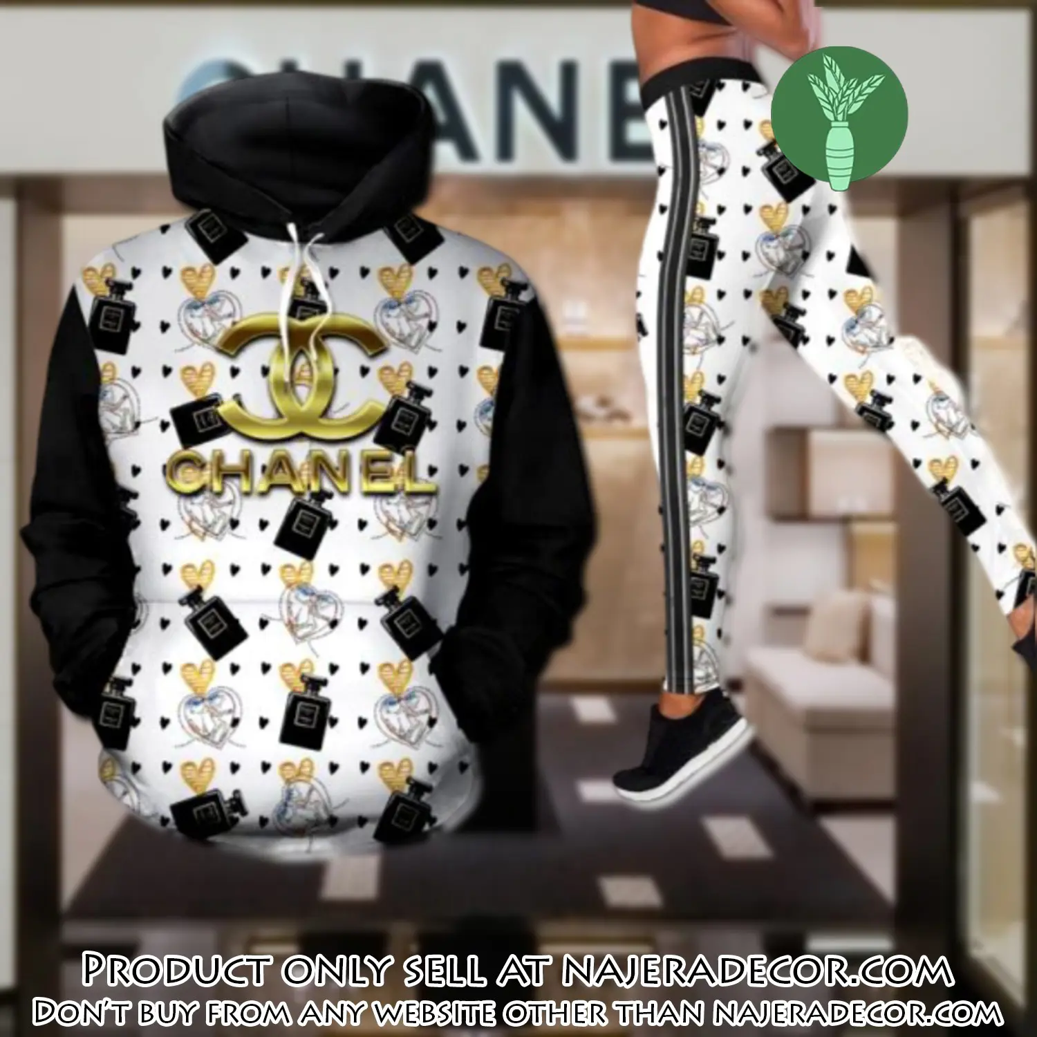 Chanel perfume hoodie legging set luxury for women njr2610551